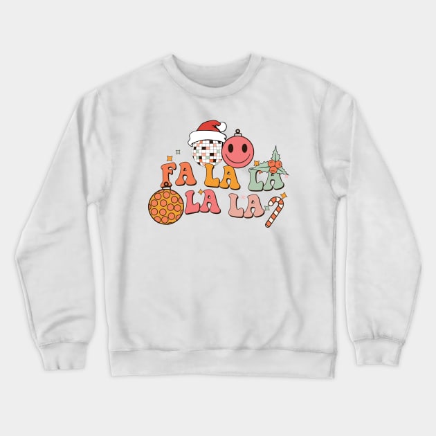 Groovy Fa La La La La Retro Disco Ball Santa Hat Ugly Christmas Sweater Crewneck Sweatshirt by BadDesignCo